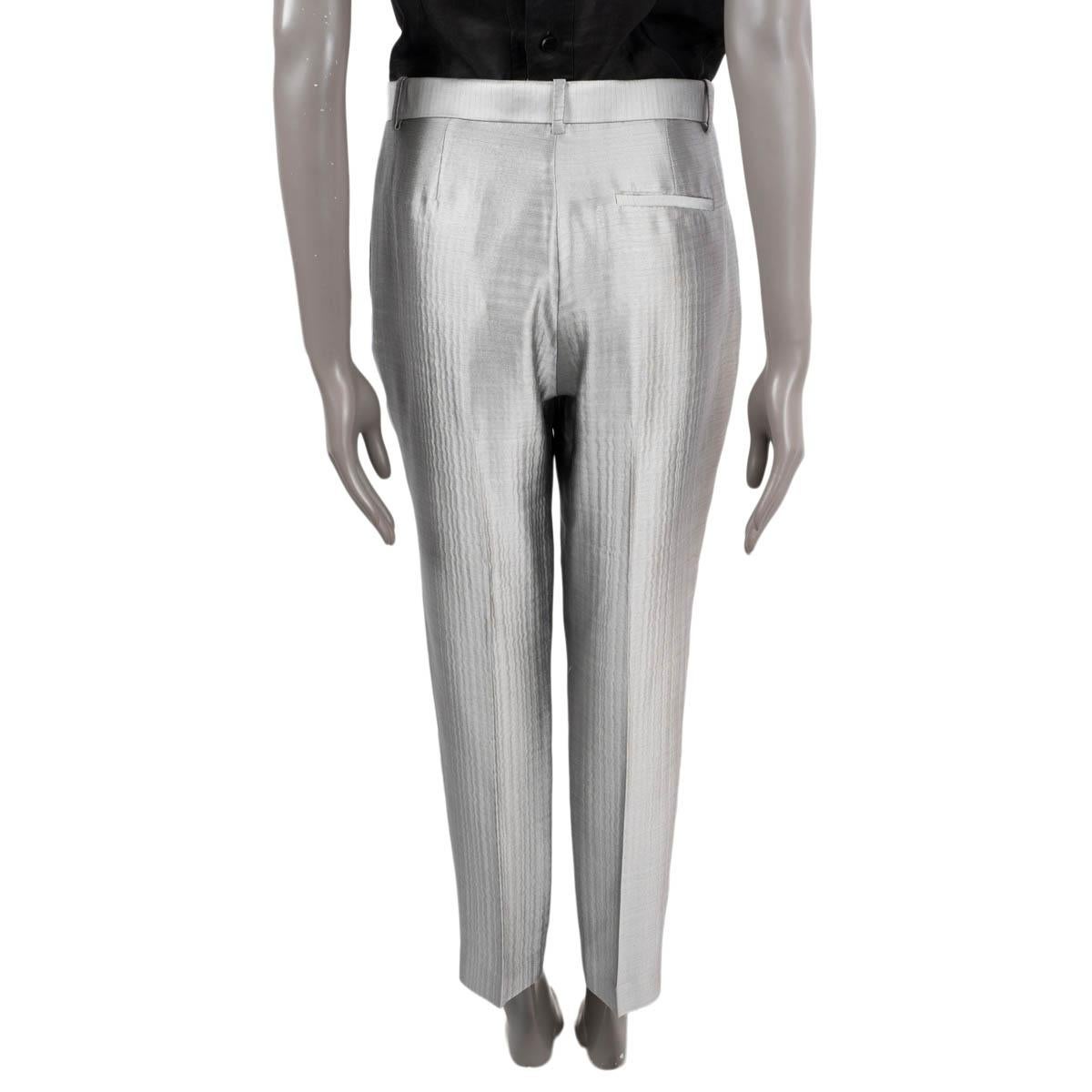 Silver THE ROW metallic silver 2017 WILLIAM CROPPED STRAIGHT LEG Pants 2 XS For Sale
