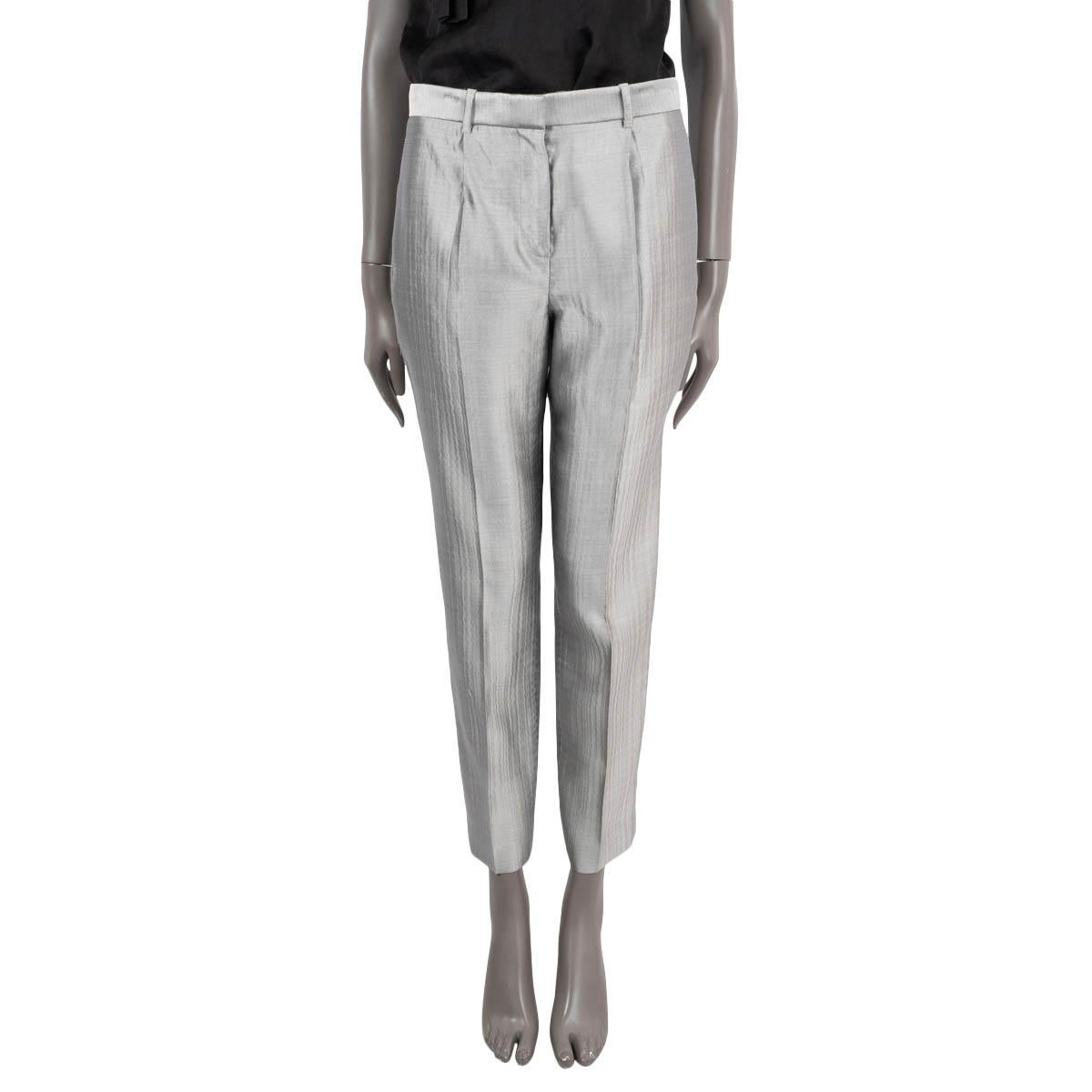 THE ROW metallic silver 2017 WILLIAM CROPPED STRAIGHT LEG Pants 2 XS For Sale