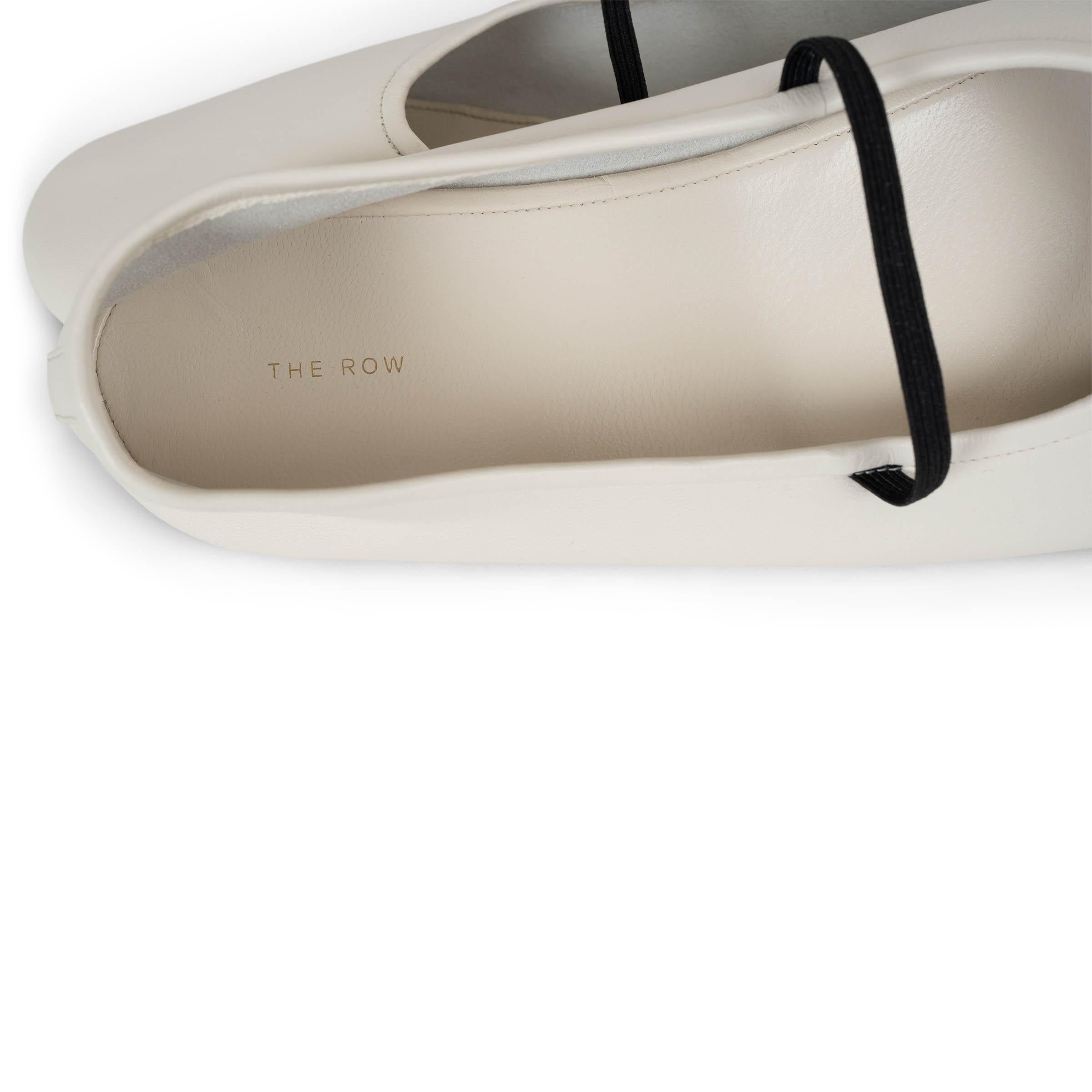 THE ROW Milk white leather 2021 ELASTIC Ballet Flats Shoes 38.5 2