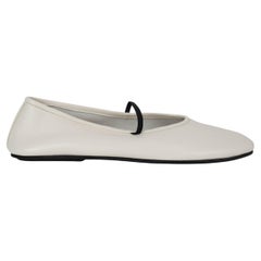 THE ROW Milk white leather 2021 ELASTIC Ballet Flats Shoes 38.5