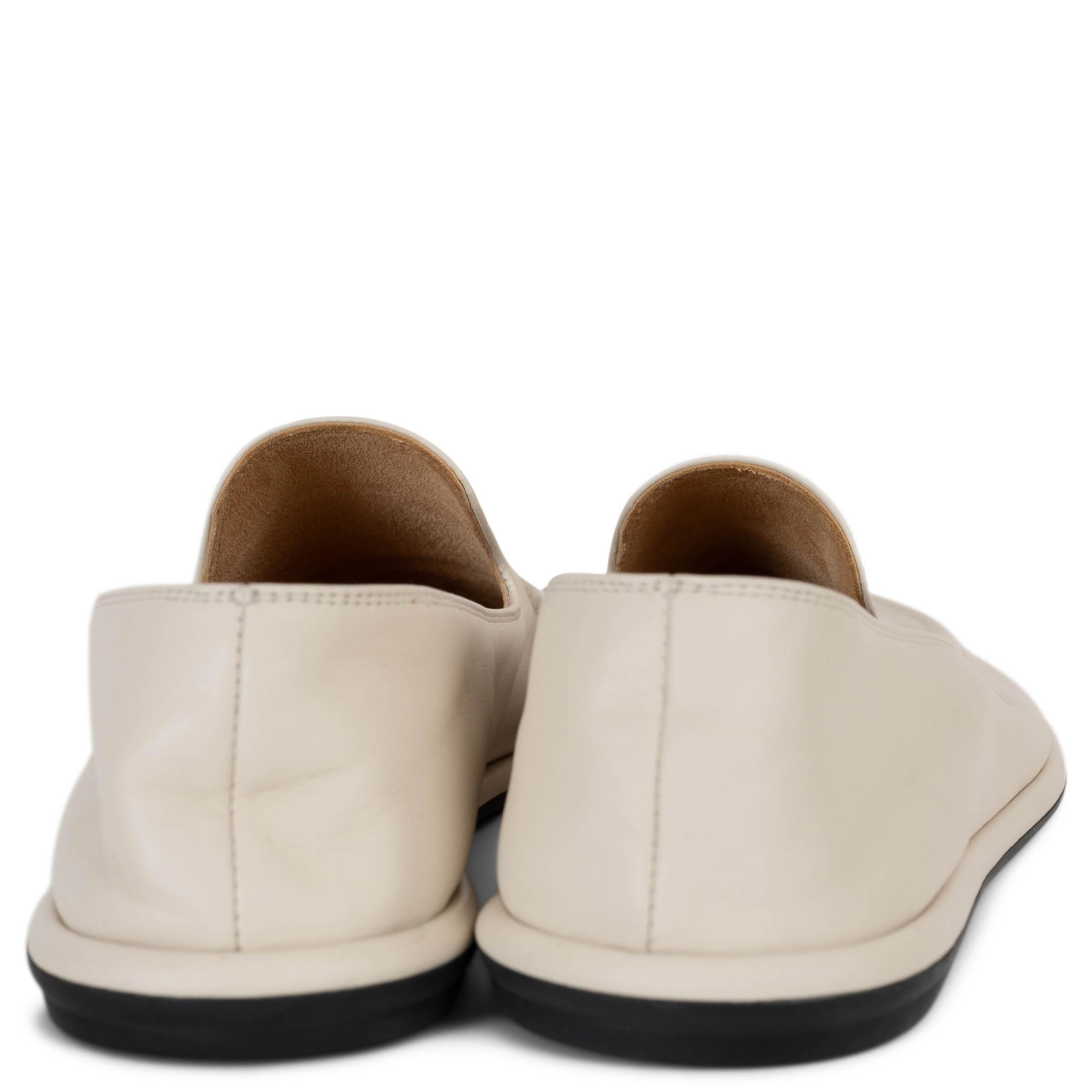 THE ROW Milk white leather 2022 CANAL Loafers Shoes 37.5 fit 38 In Excellent Condition In Zürich, CH