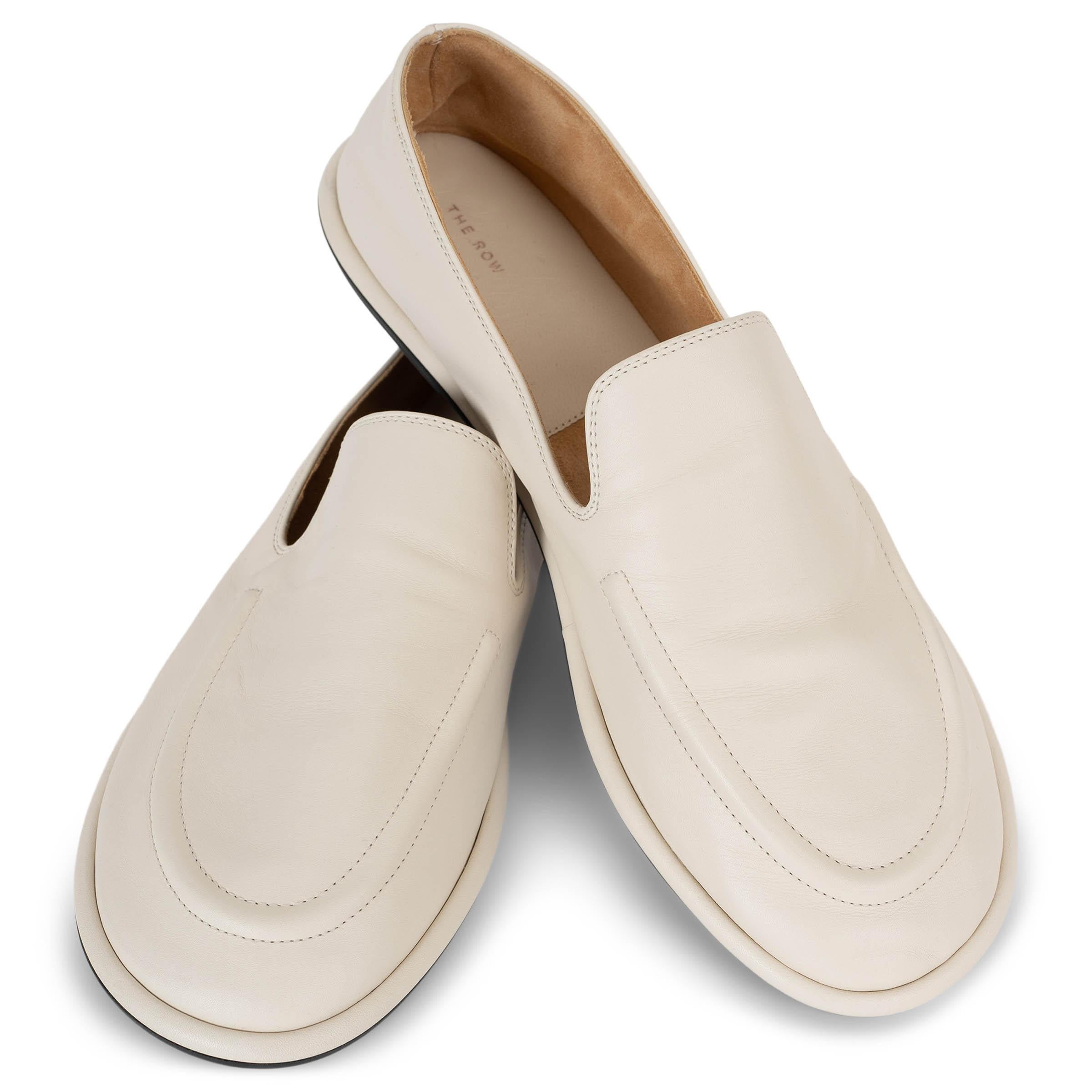 THE ROW Milk white leather 2022 CANAL Loafers Shoes 37.5 fit 38 1