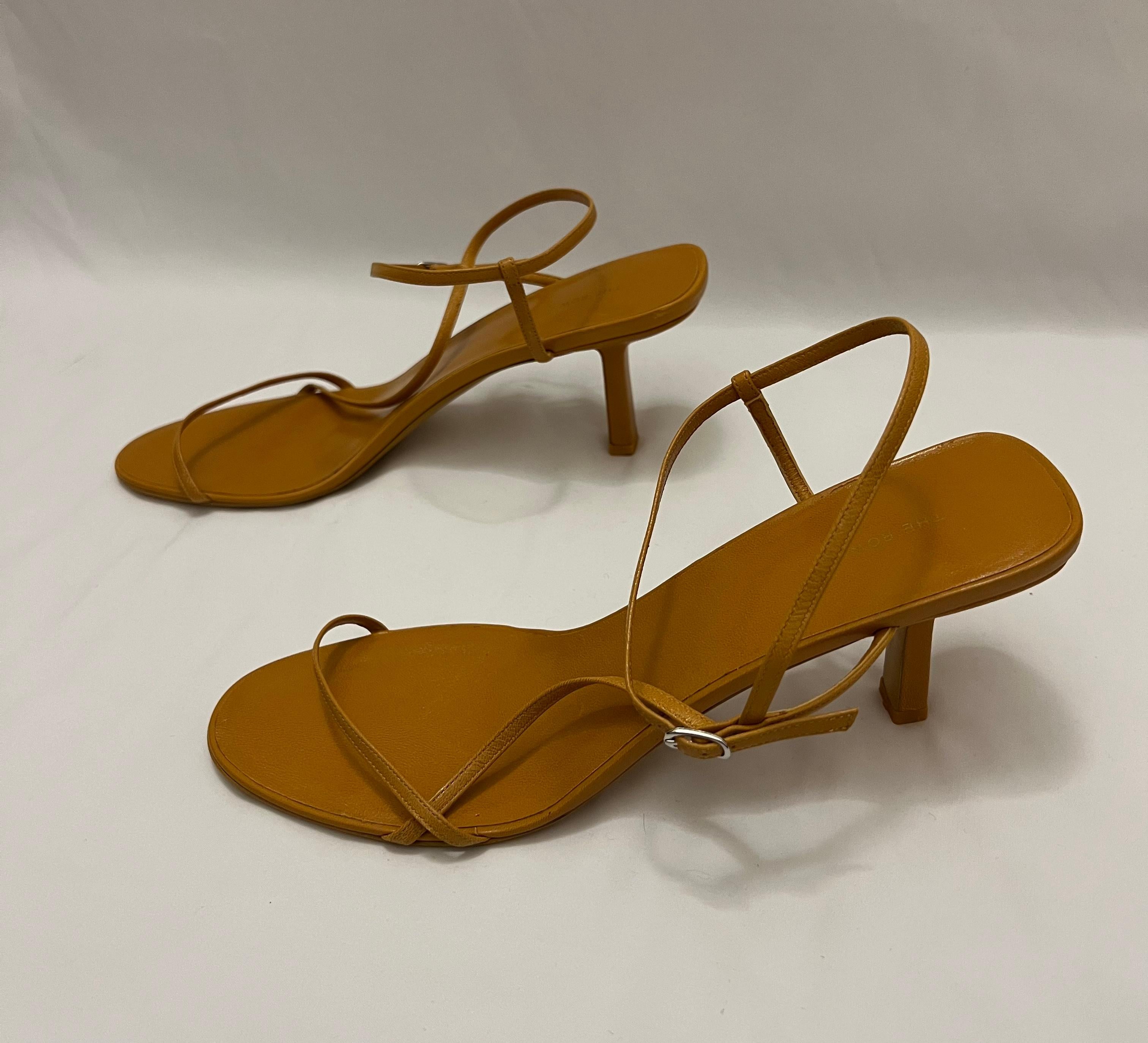 The Row Mustard Bare Sandal, Size 41 In New Condition In Beverly Hills, CA