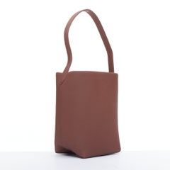 THE ROW N/S Park Small Cognac Brown PLD top handle minimal tote bag