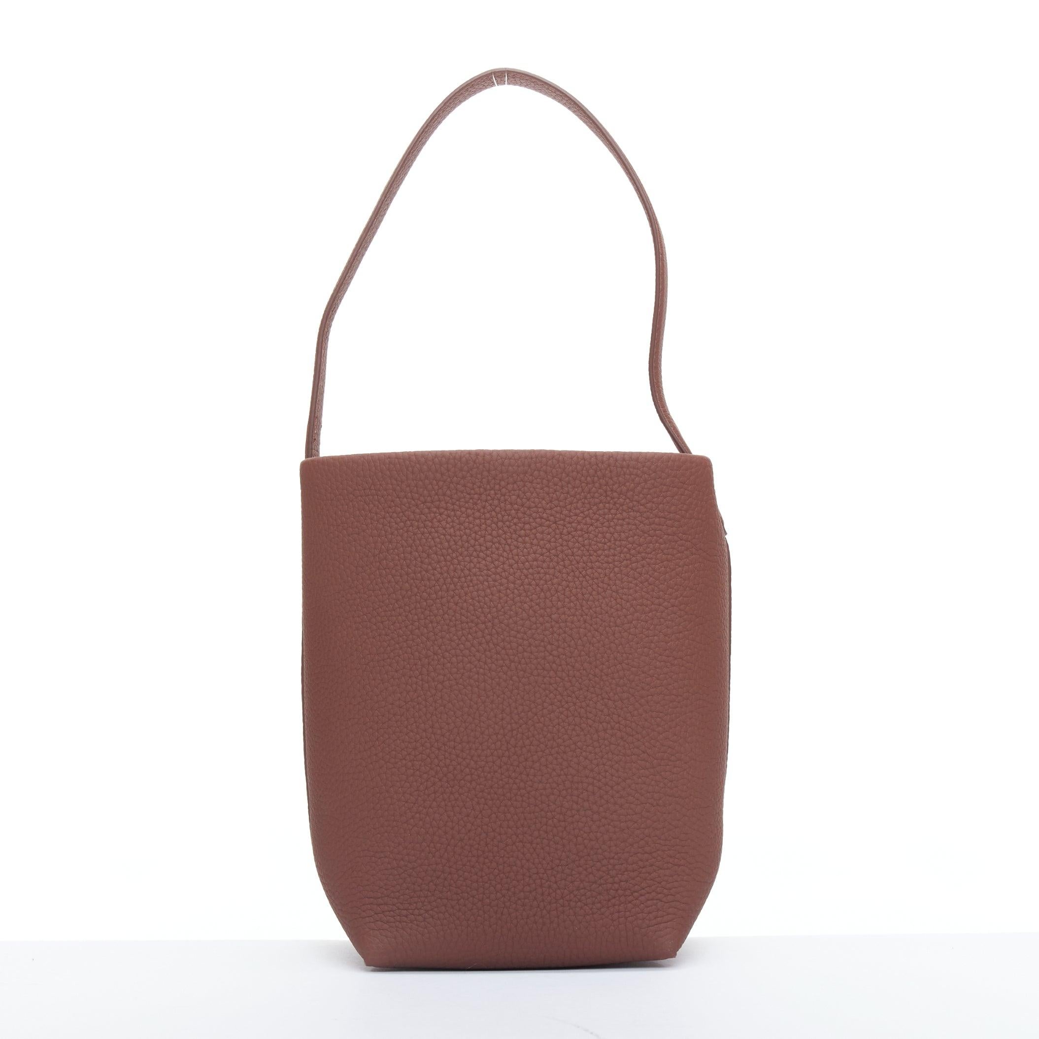 THE ROW N/S Park Small Cognac Brown PLD top handle minimal tote bag 1
