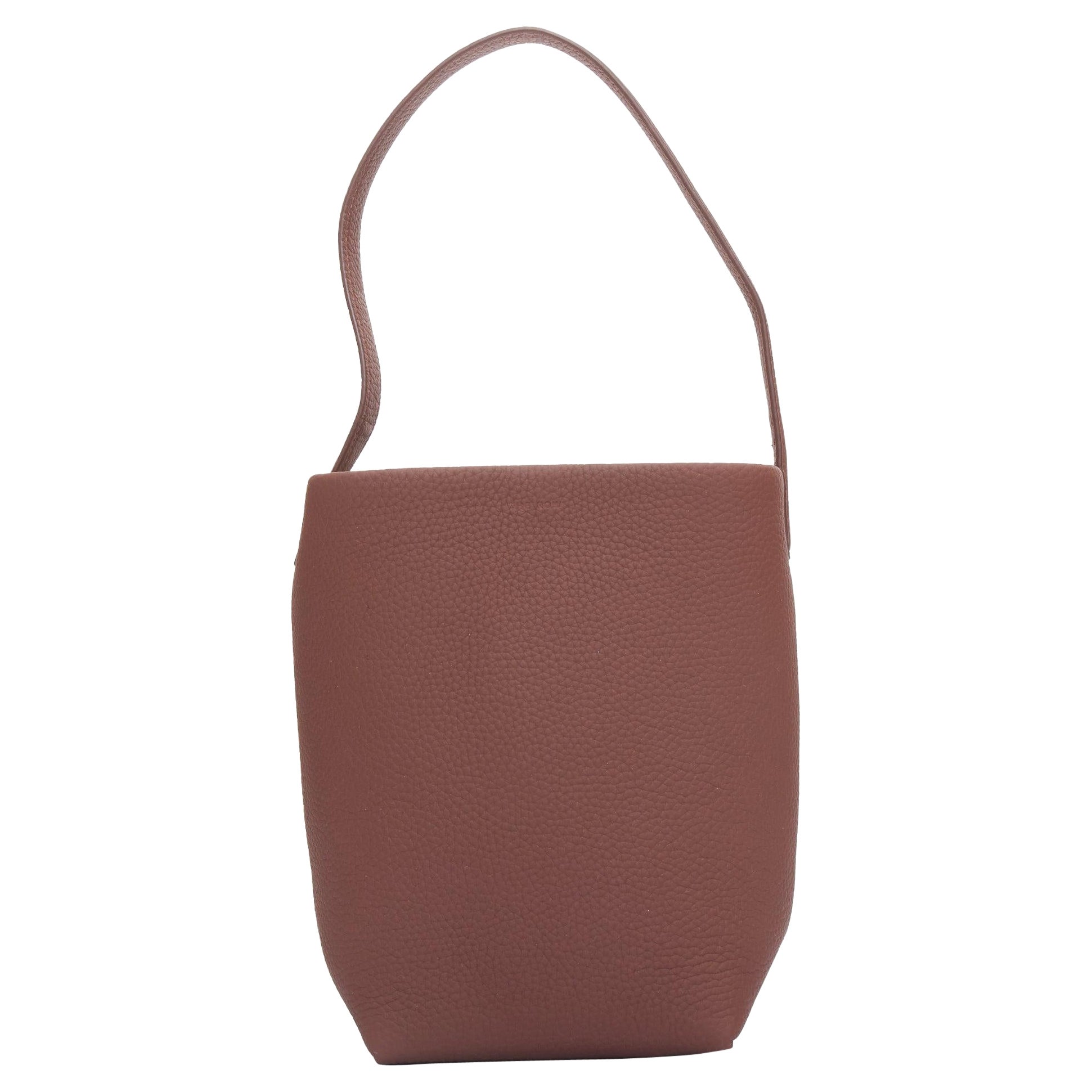 THE ROW N/S Park Small Cognac Brown PLD top handle minimal tote bag