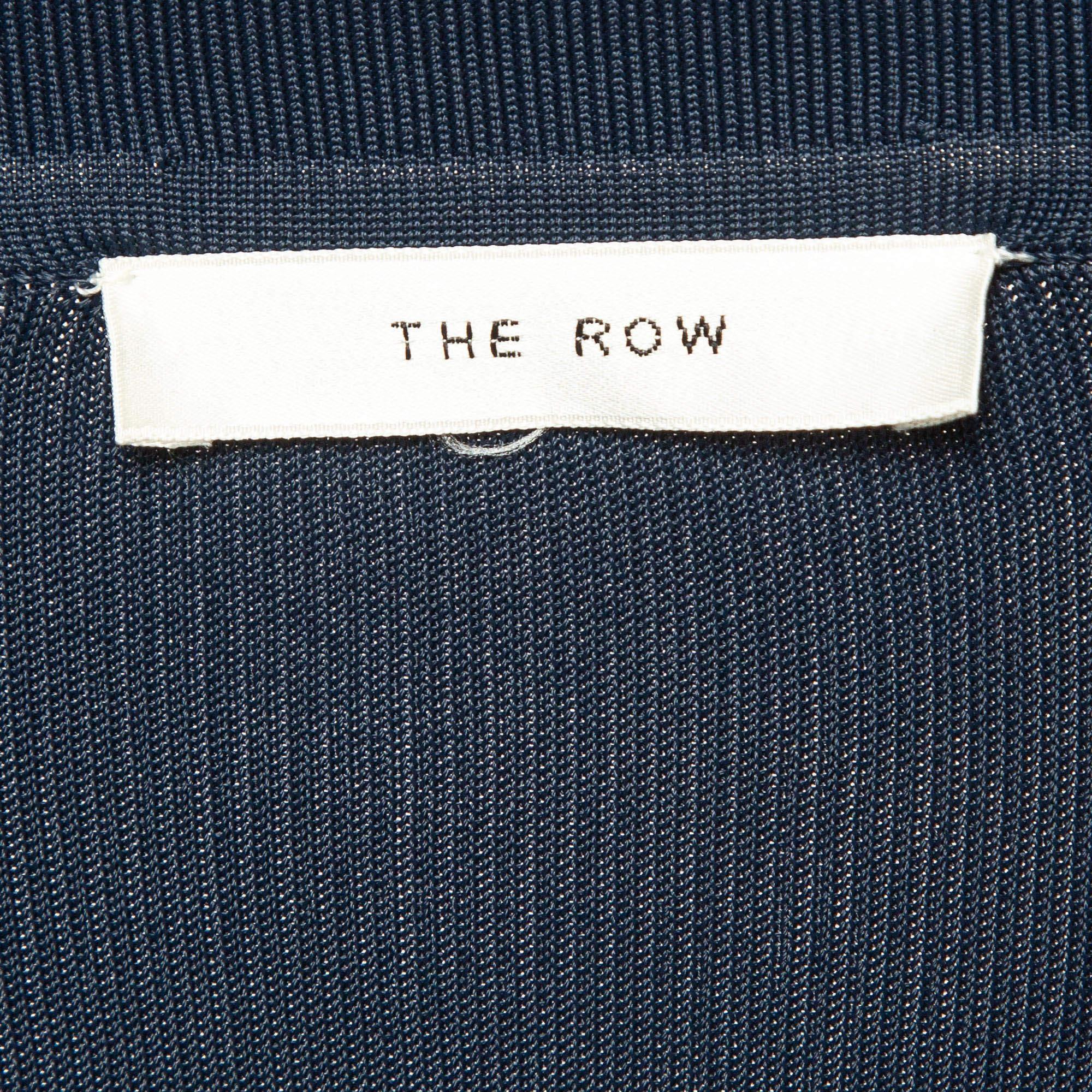 The Row Navy Blue Jersey Carmela Button-Front Shirt Dress S In Good Condition For Sale In Dubai, Al Qouz 2