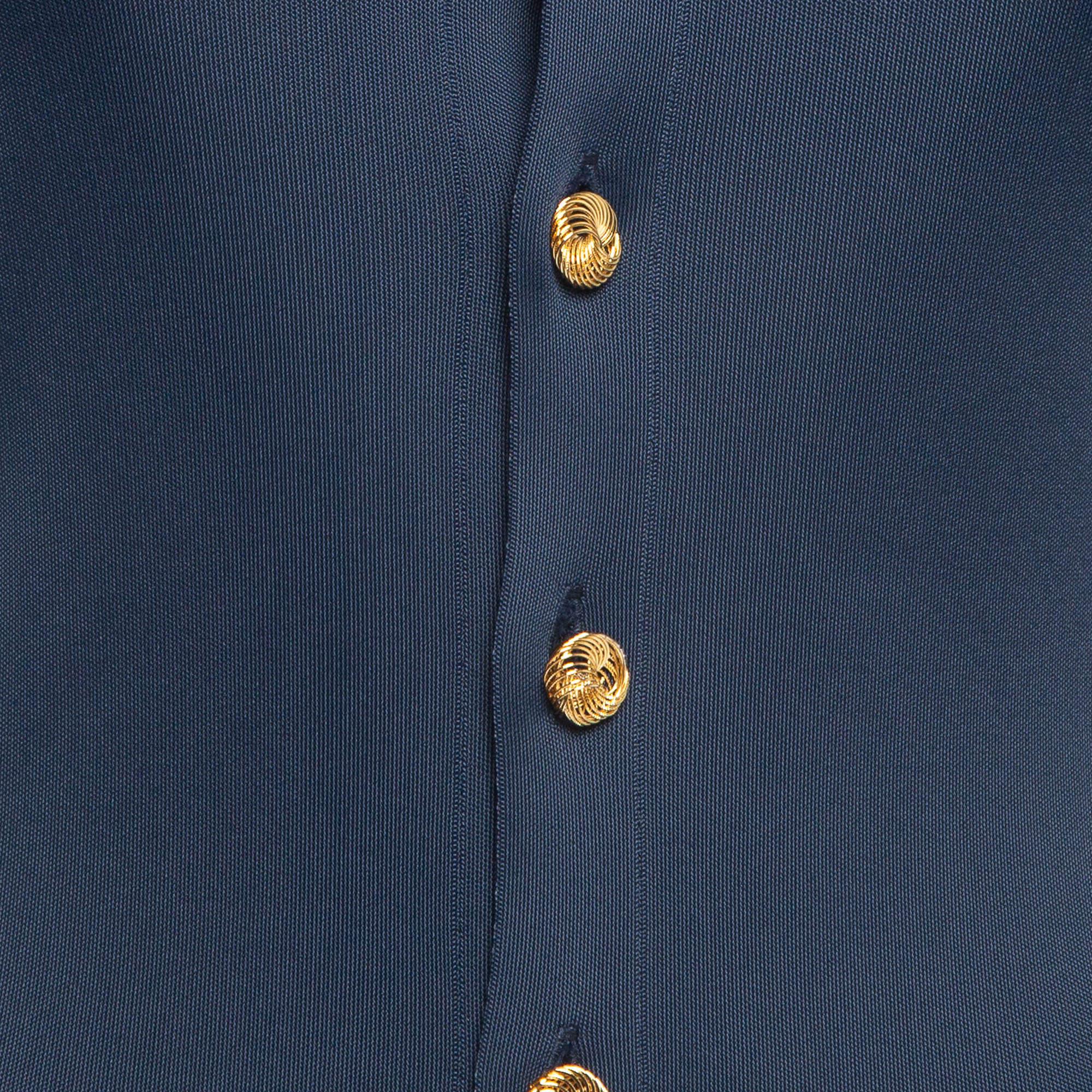 The Row Marineblaues Carmela-Hemdkleid aus Jersey mit Knopfleiste und Knopfleiste S im Angebot 2