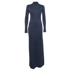 The Row Navy Blue Knit Turtleneck Alicho Maxi Dress XS