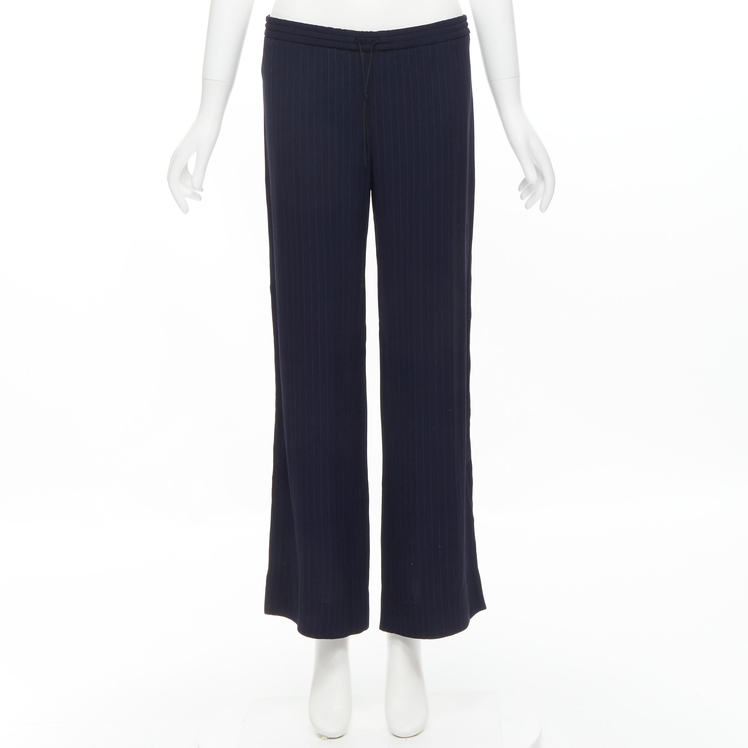 THE ROW navy blue pinstripe flowy relaxed trousers pants US0 XS For Sale 3