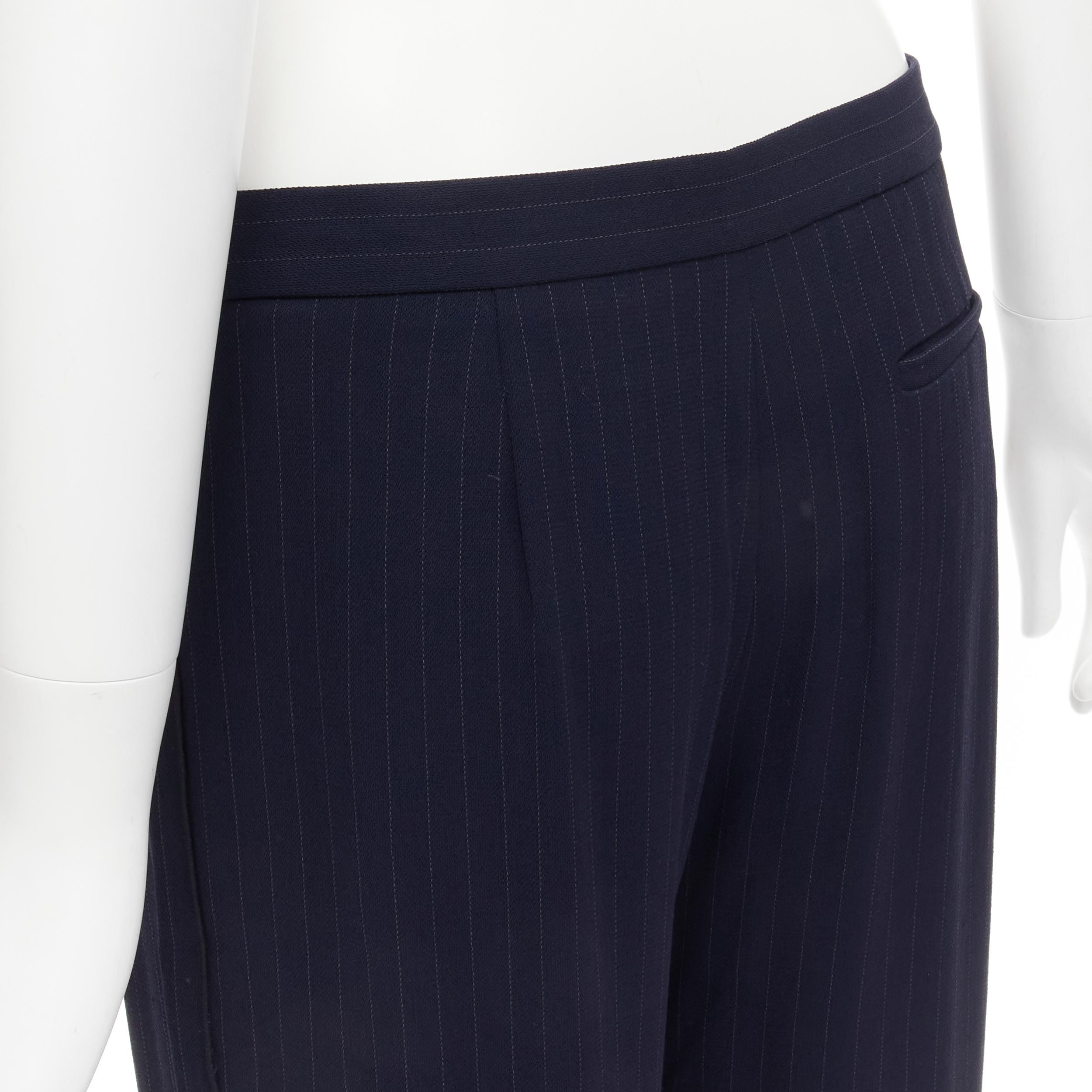 Women's THE ROW navy blue pinstripe flowy relaxed trousers pants US0 XS For Sale