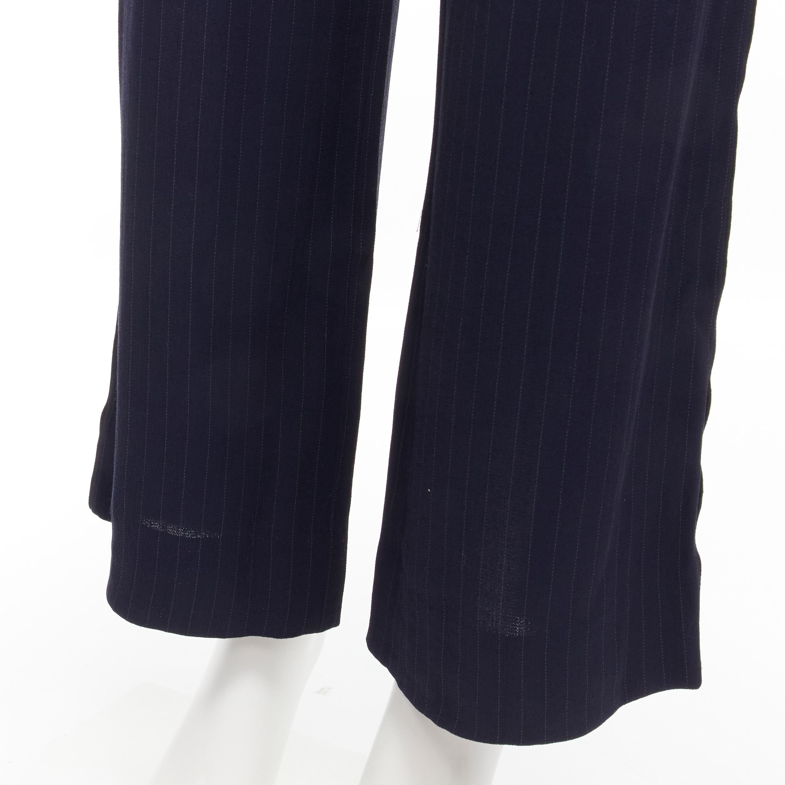 THE ROW navy blue pinstripe flowy relaxed trousers pants US0 XS For Sale 1