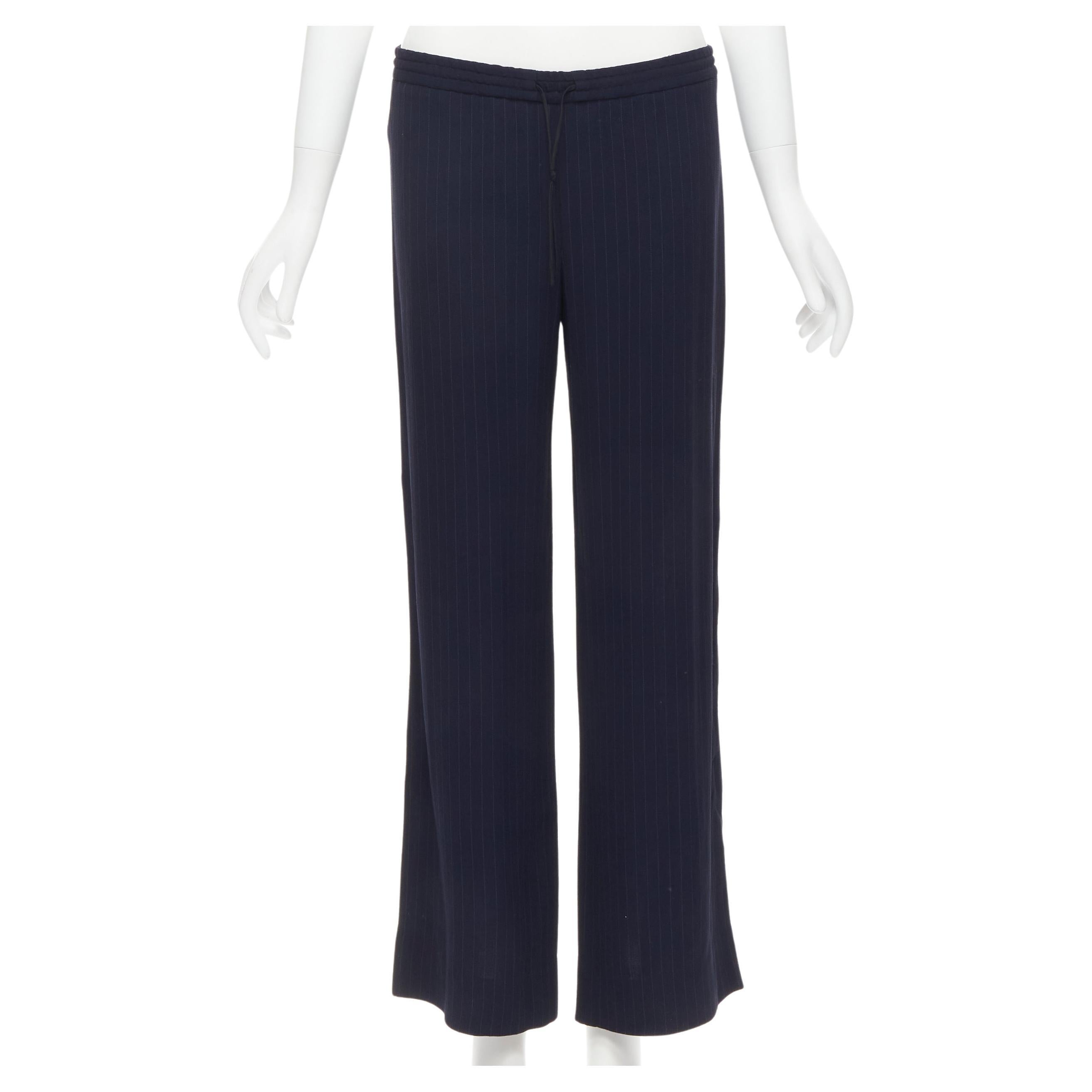THE ROW navy blue pinstripe flowy relaxed trousers pants US0 XS For Sale