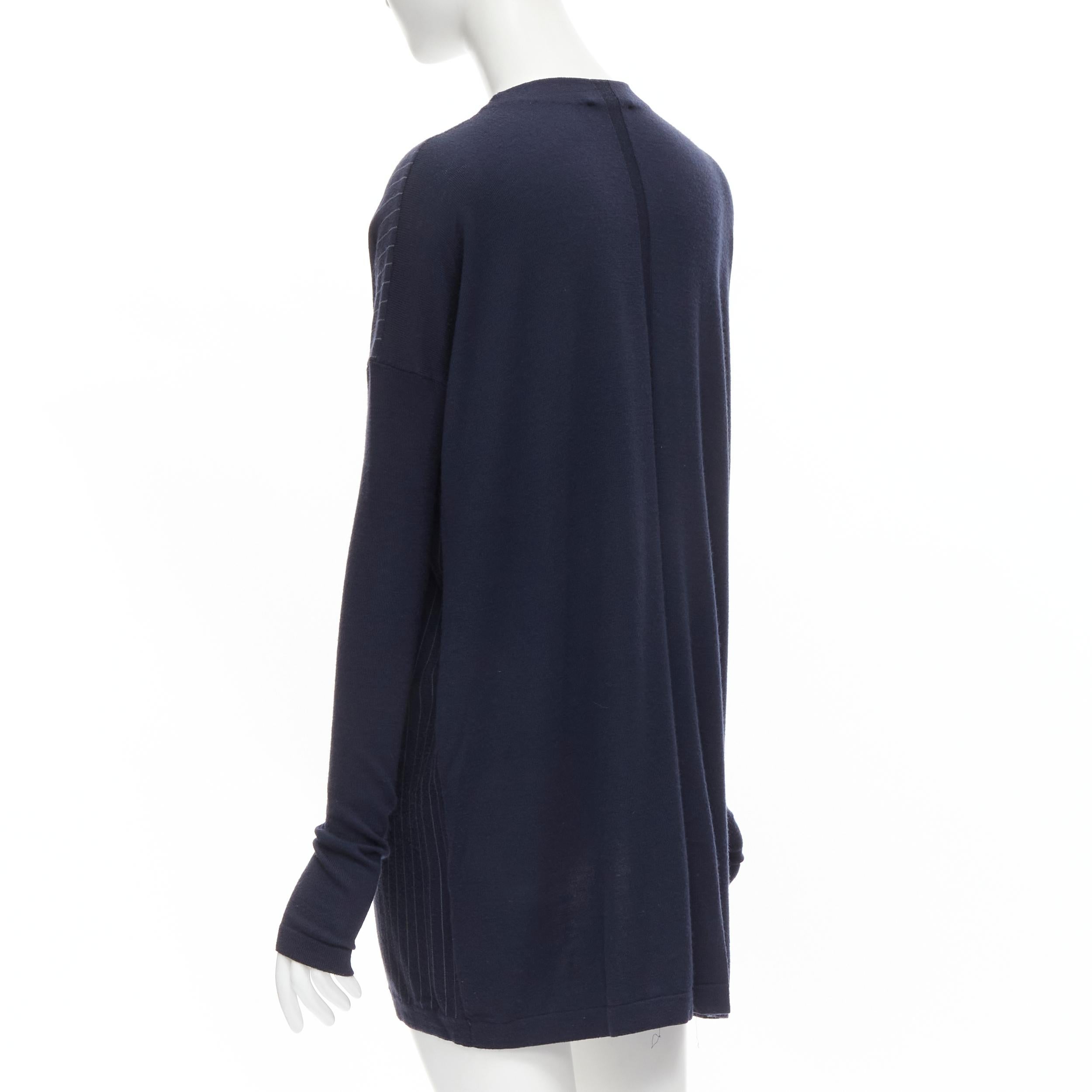 Women's THE ROW navy blue pinstripe silver mirrored button long length cardigan XS