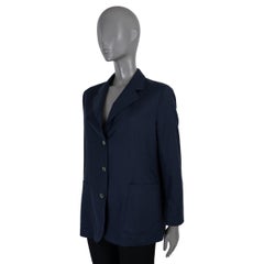 THE ROW navy blue SUMMER WOOL Blazer Jacket 10 L