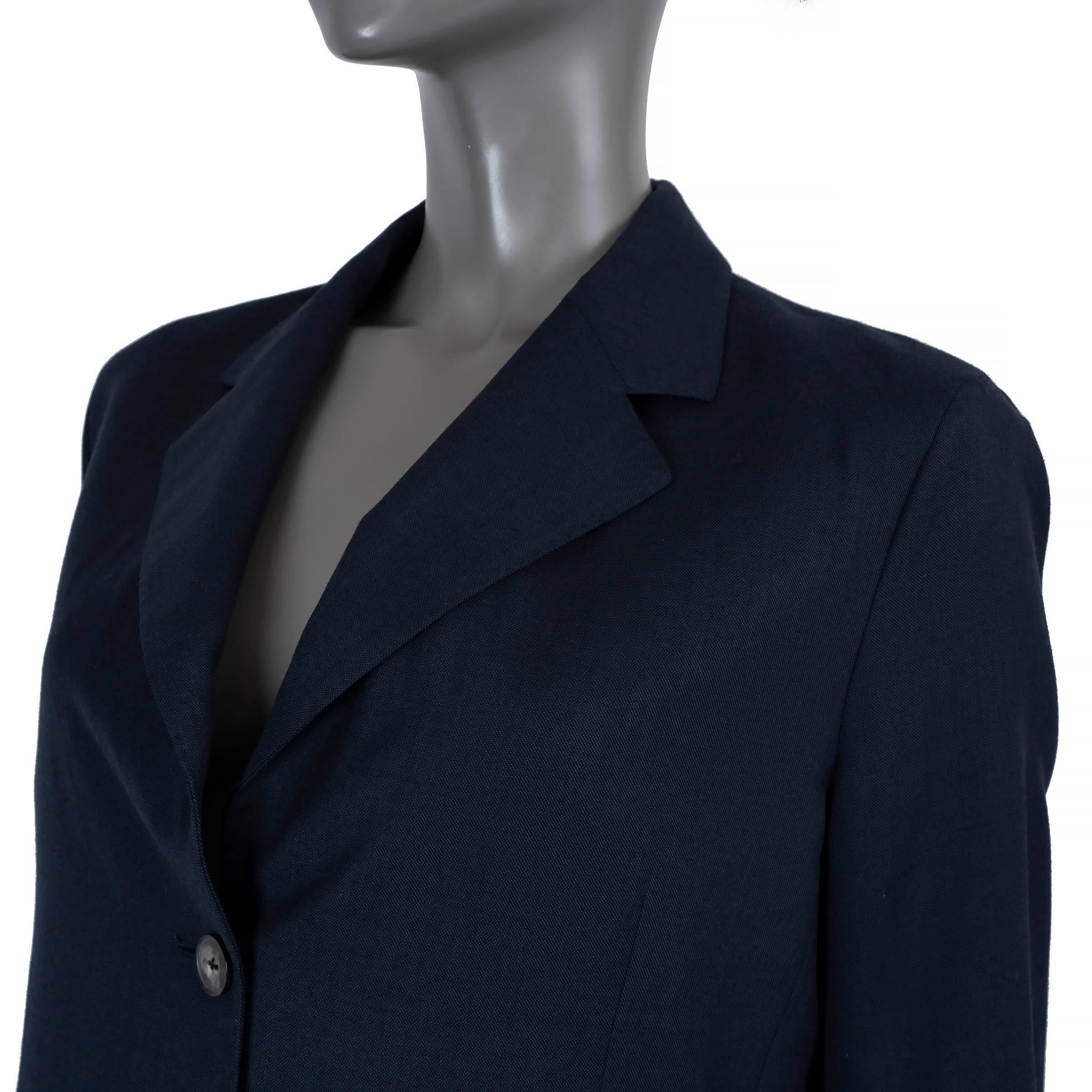 Women's THE ROW navy blue SUMMER WOOL Blazer Jacket 10 L For Sale