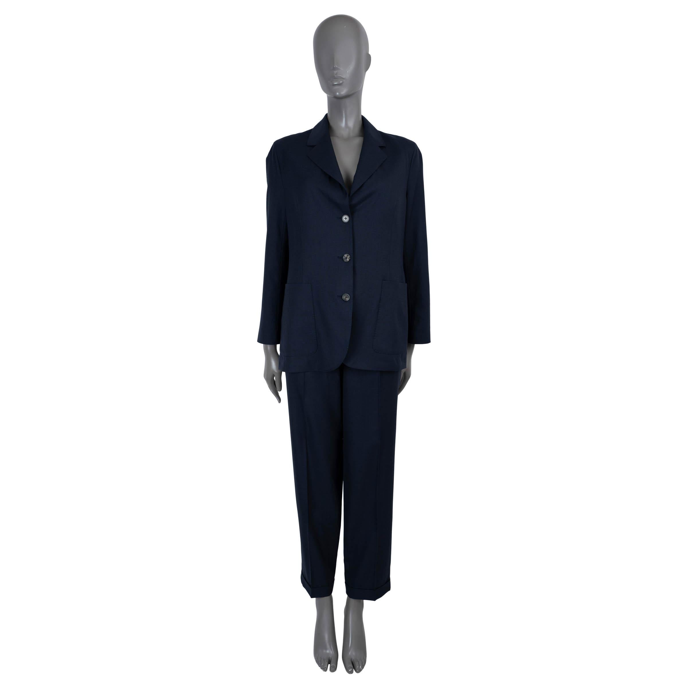 THE ROW navy blue SUMMER WOOL Blazer Jacket 10 L For Sale 2