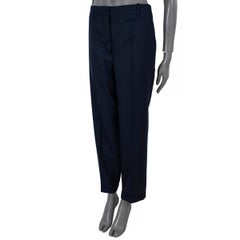 THE ROW navy blue SUMMER WOOL SUIT Pants 10 L