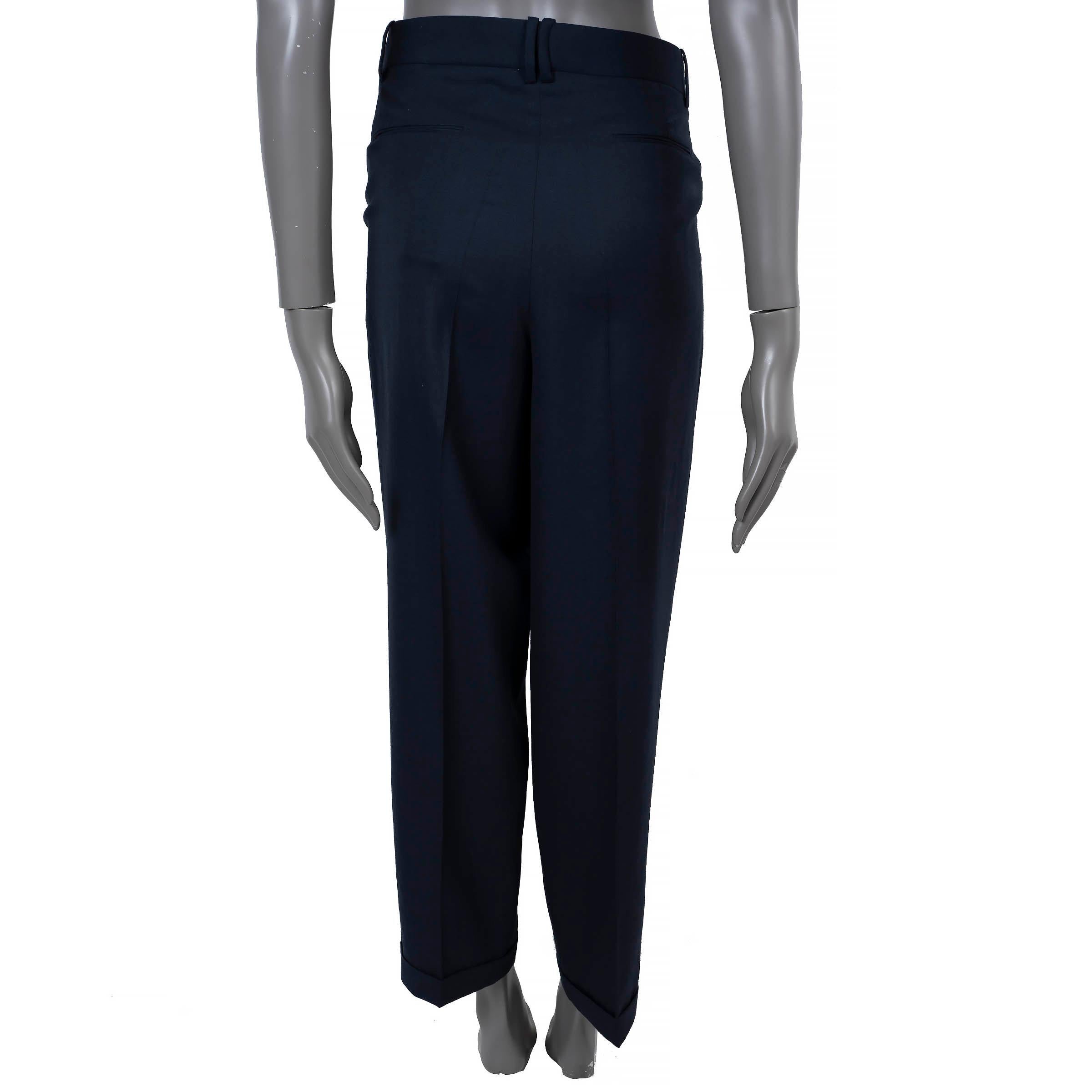 Black THE ROW navy blue SUMMER WOOL SUIT Pants 10 L For Sale
