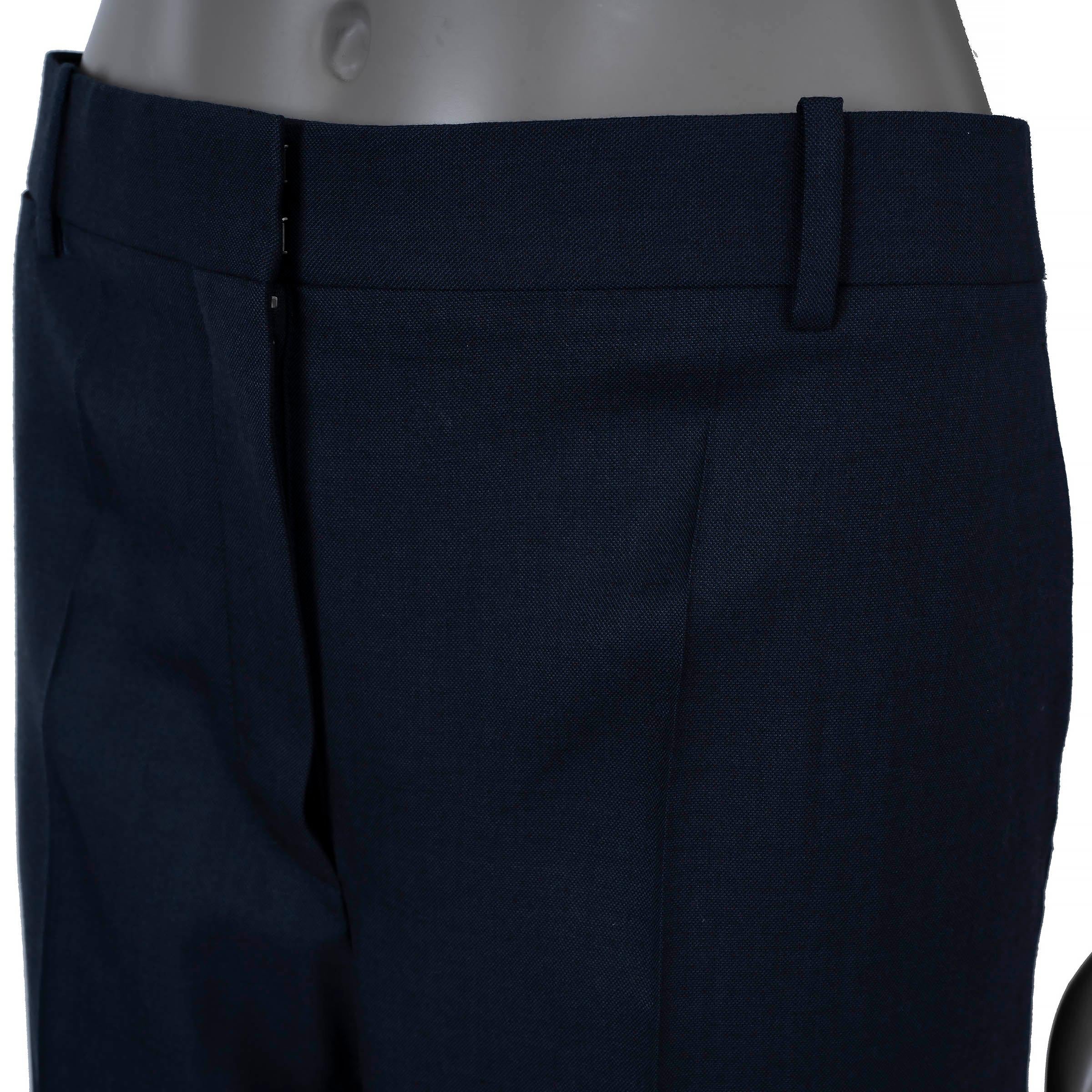 THE ROW navy blue SUMMER WOOL SUIT Pants 10 L In Excellent Condition For Sale In Zürich, CH