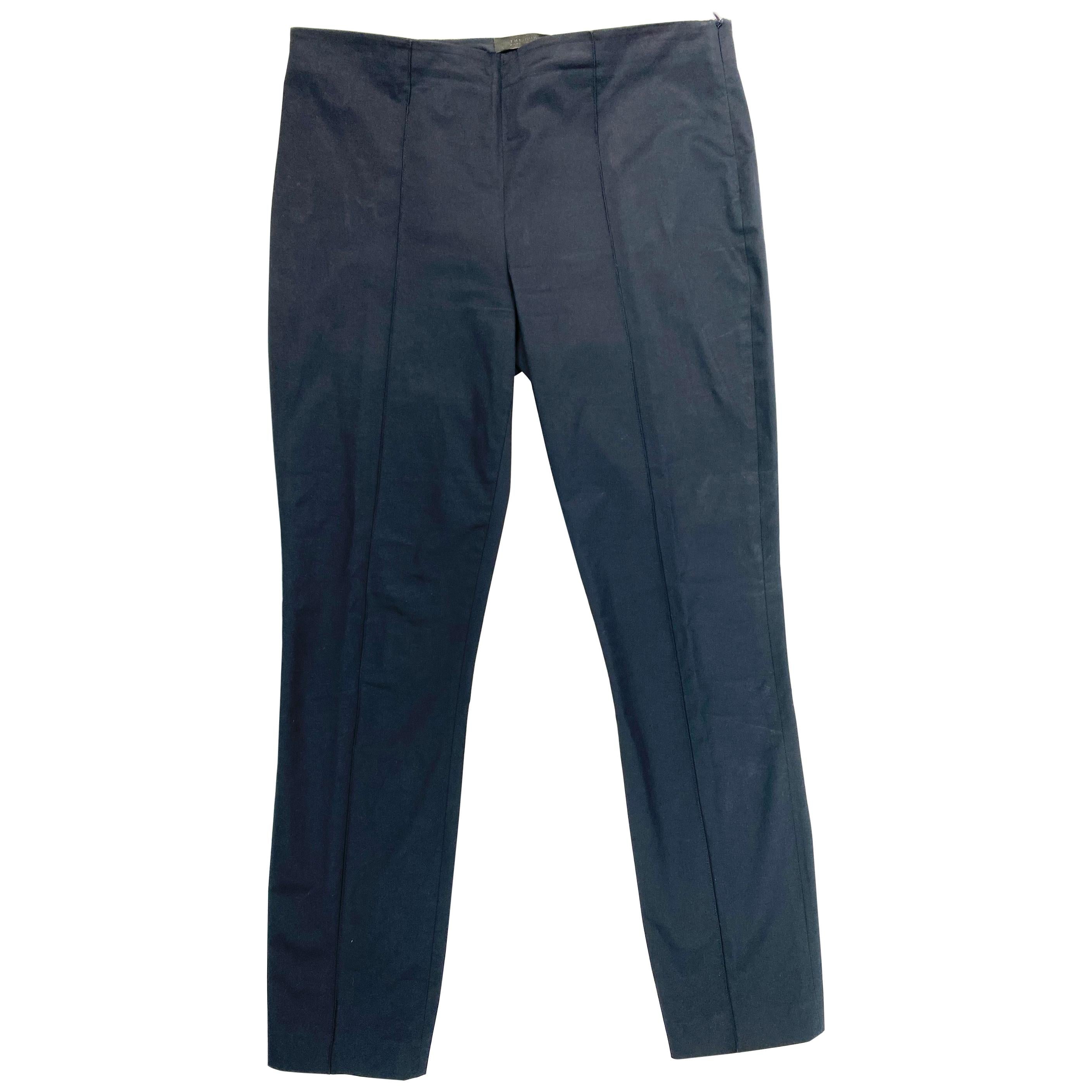 The Row Navy Cotton Pants, Size 4 For Sale