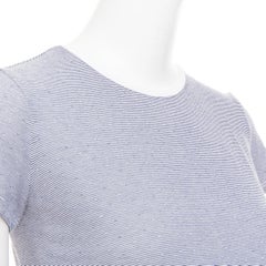 THE ROW navy off white striped jersey round neck cap sleeve tshirt dress XS