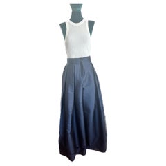 The Row Navy Silk Pleated Wide Pant 