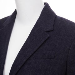 THE ROW navy virgin wool angora single breasted 2 button fitted blazer US2 S