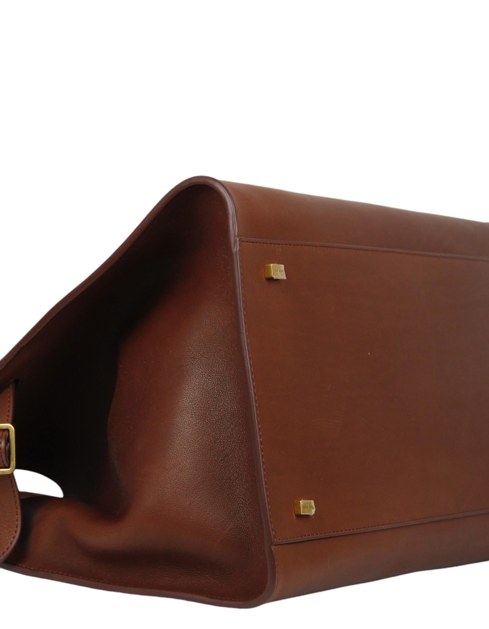 Women's The Row New Burgundy Leather Soft Margaux 15 Tote Bag