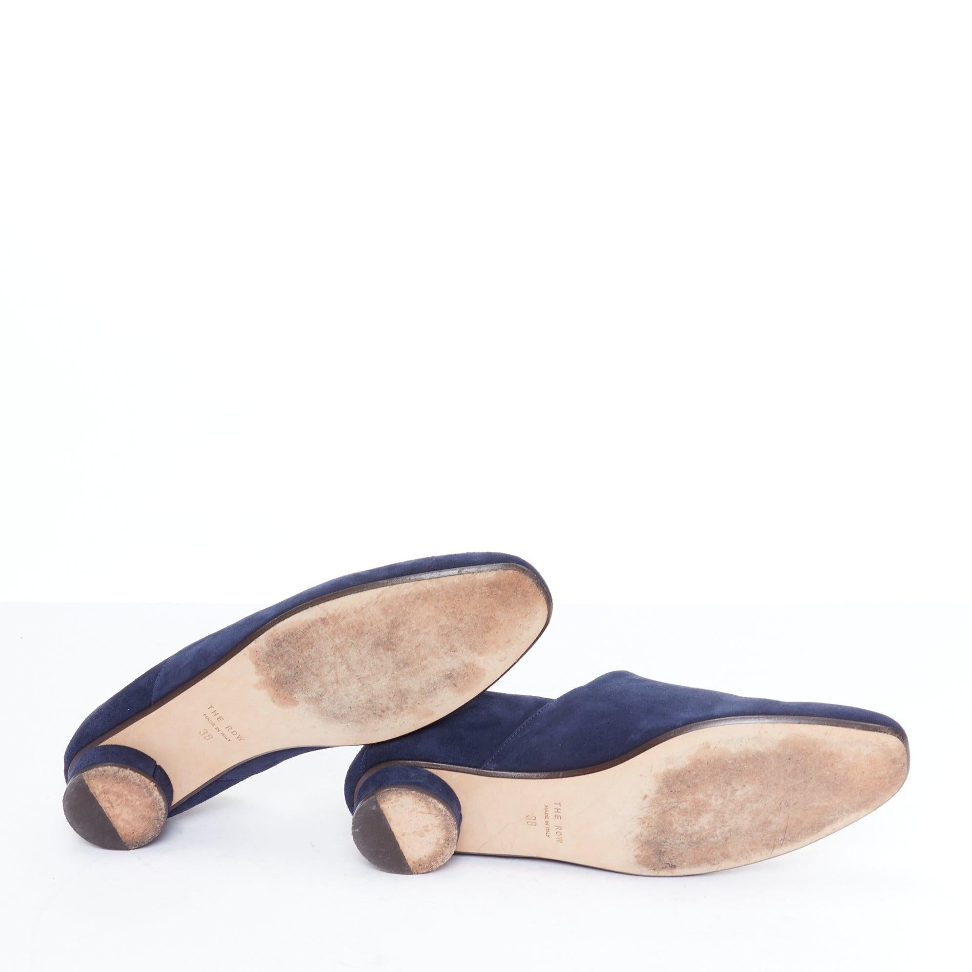 The Row Mocassins Noelle en daim bleu marine à talon compensé EU38 en vente 6