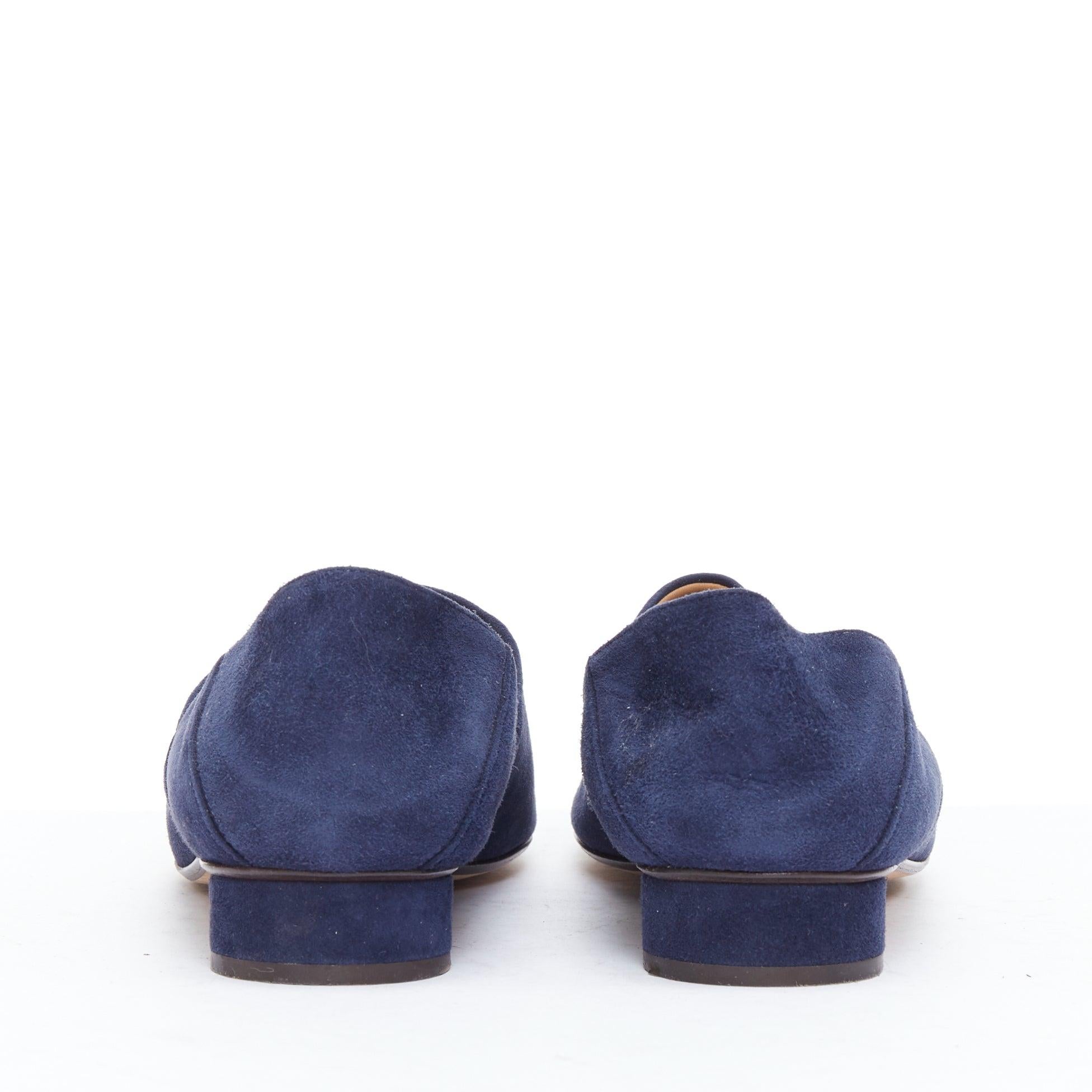 The Row Mocassins Noelle en daim bleu marine à talon compensé EU38 Pour femmes en vente