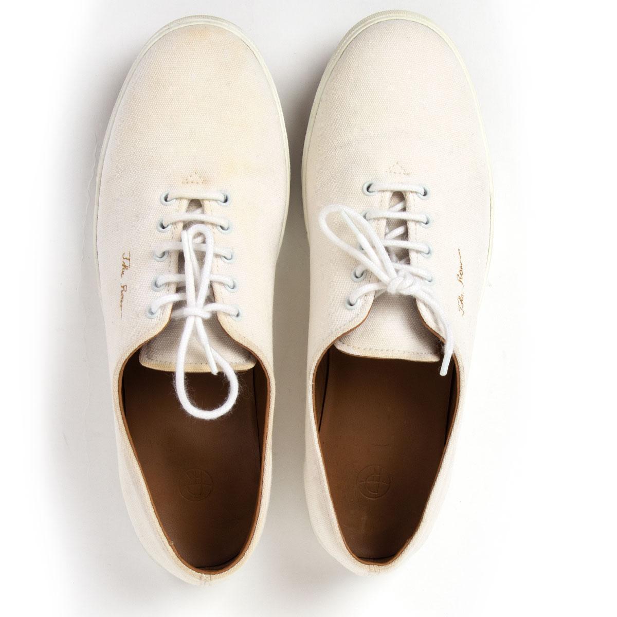 THE ROW off-white canvas DEAN Low Top 