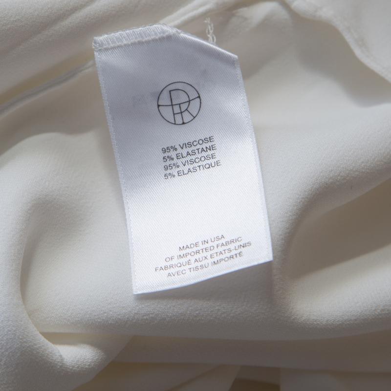 The Row Off White Crepe Flounce Hem Belted Lulchin Maxi Dress XS In Good Condition In Dubai, Al Qouz 2