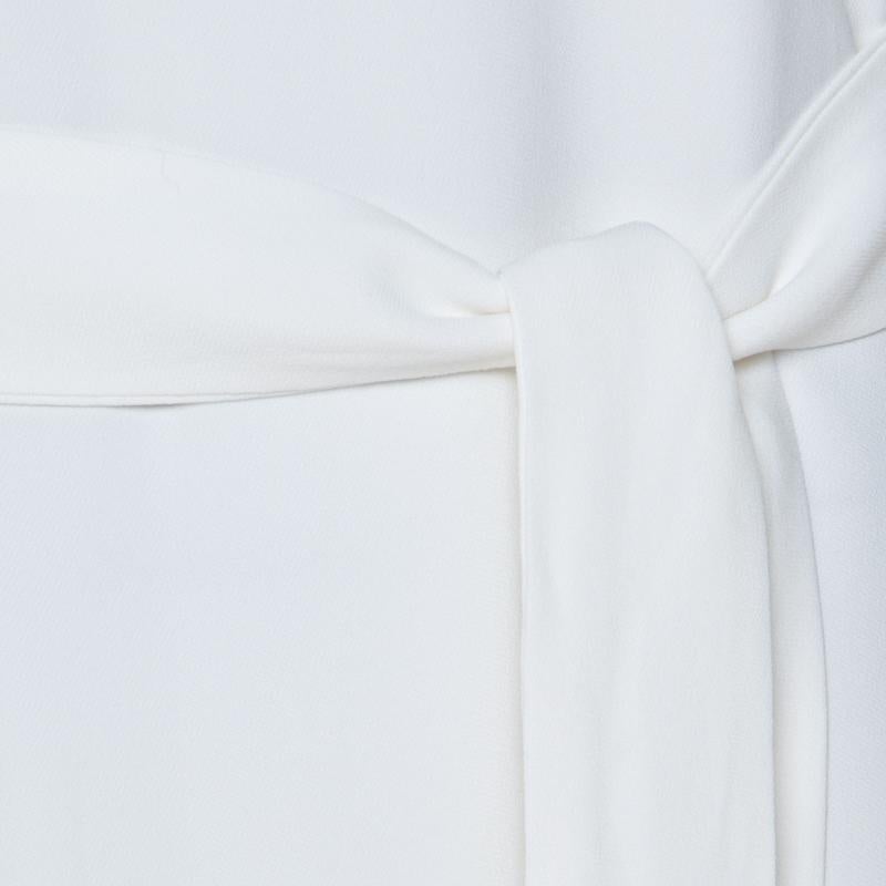 The Row Off White Crepe Flounce Hem Belted Lulchin Maxi Dress XS 1