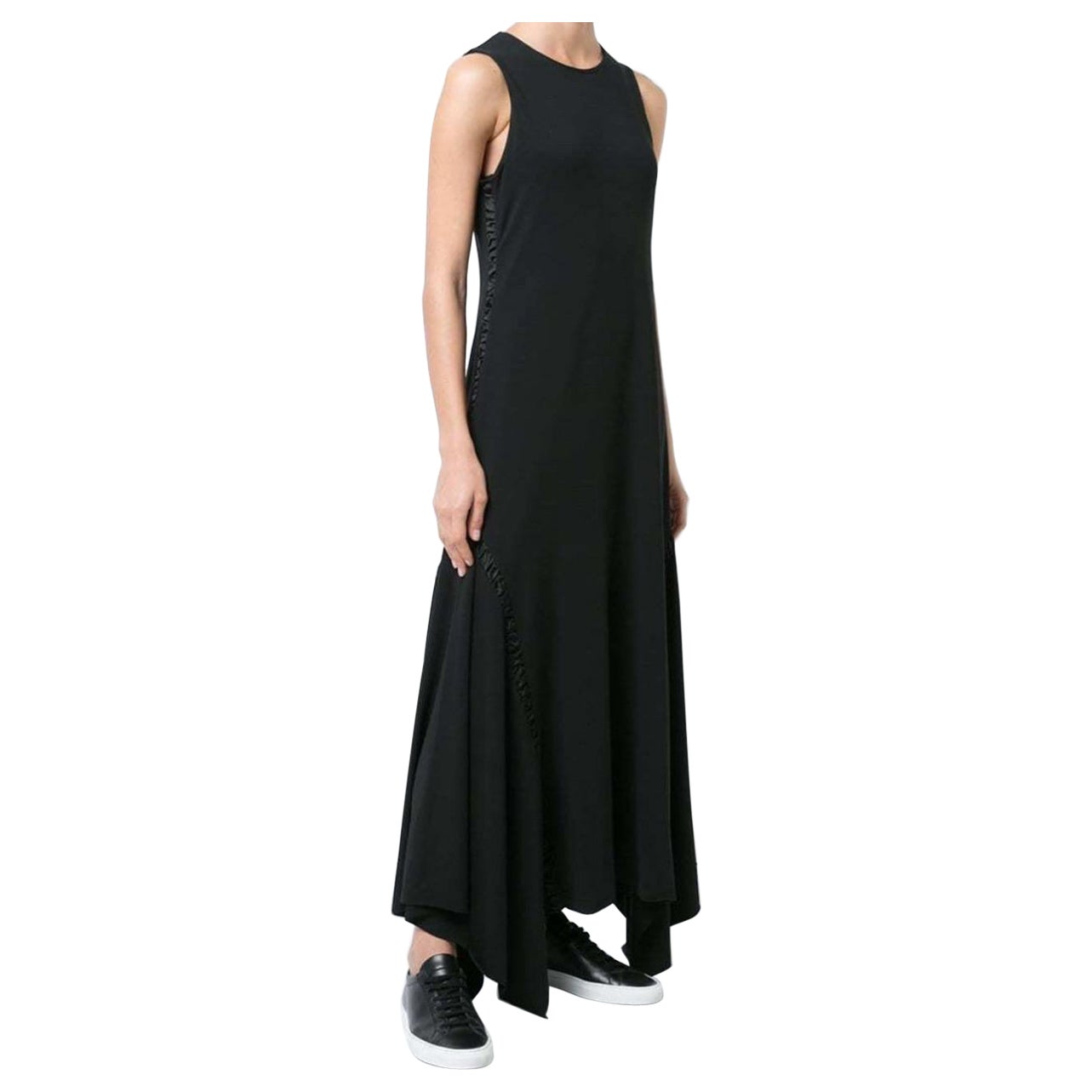 The Row Ojoie Maxi Dress Black size XS Silk Satin paneled Viscose blend Stretch