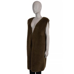 THE ROW olive green camel hair 2022 BEYZITA TEDDY Vest Jacket XS