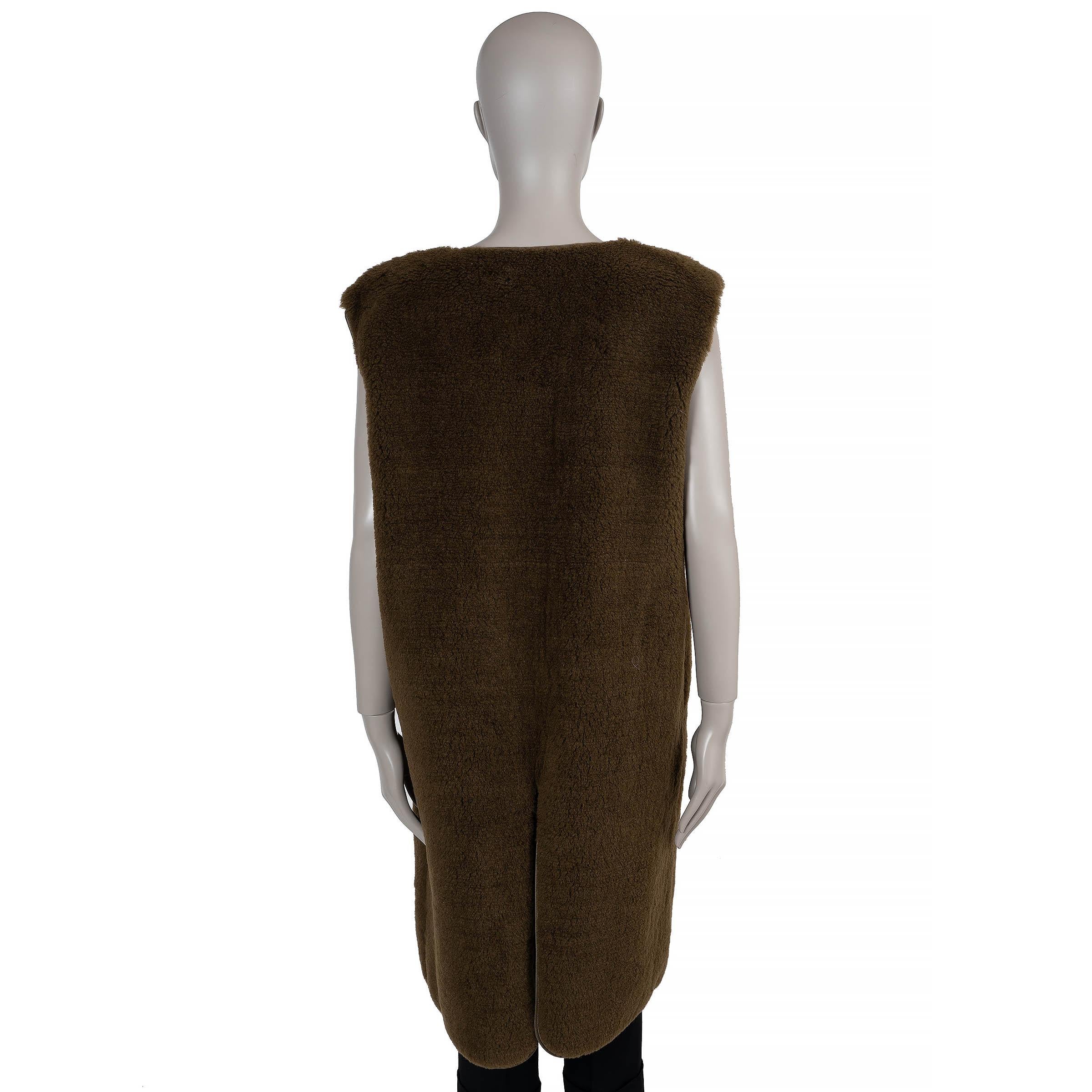 Black THE ROW olive green camel hair 2022 BEYZITA TEDDY Vest Jacket XS For Sale