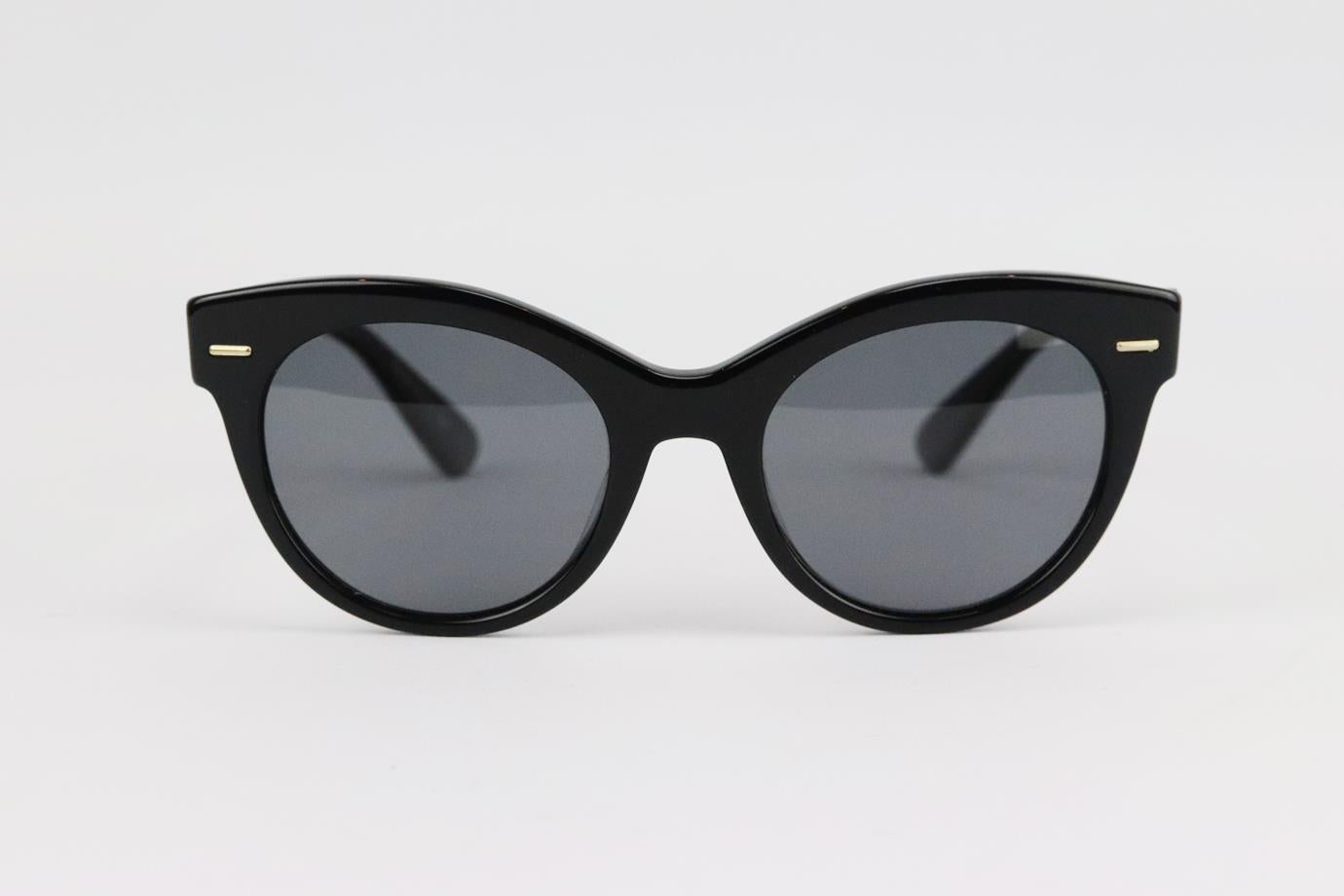 The Row + Oliver Peoples round frame acetate sunglasses. Black. Comes with case. Style code: OV5421SU 100581. Lens size: 53 mm. Arm size: 145 mm. Bridge size: 21 mm
