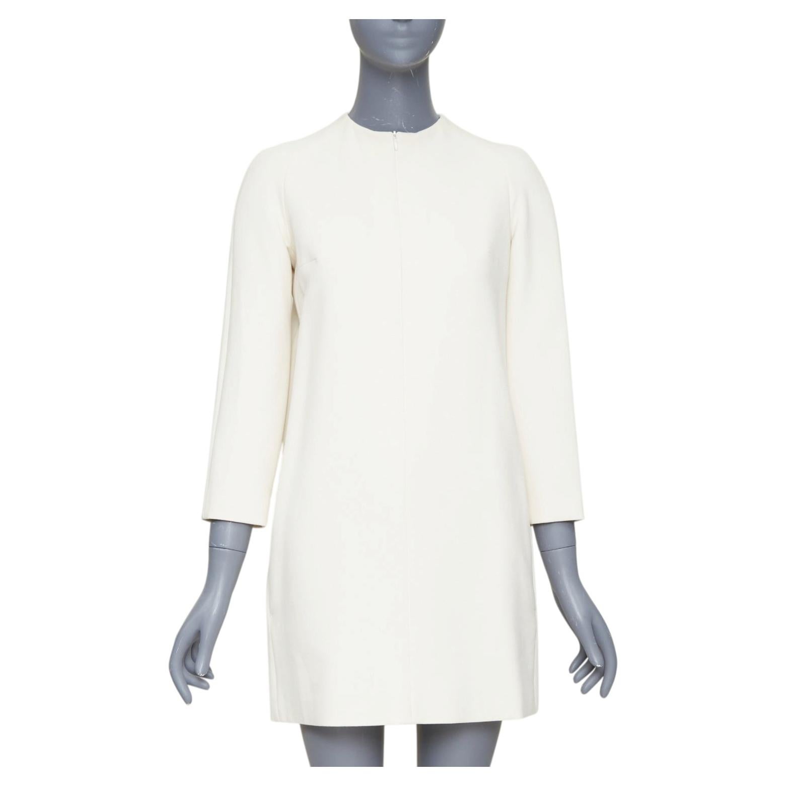 THE ROW Orga off white beige stretch-cady crepe neck zip shift dress US0 XS For Sale