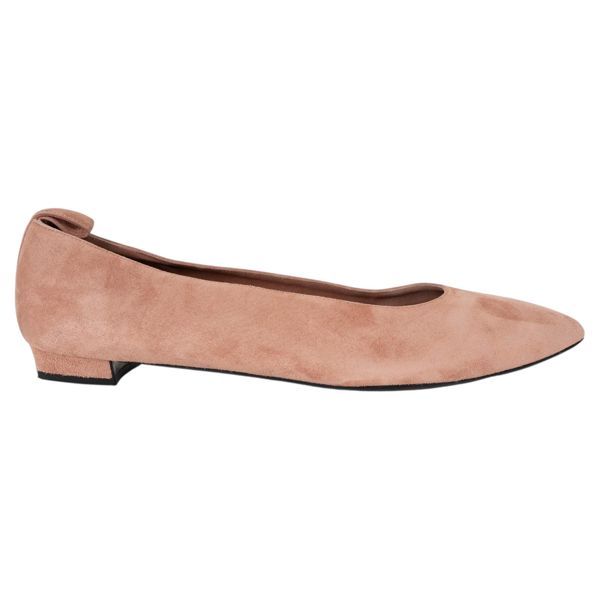 THE ROW - Ballerines LADY D en daim rose « Pale Flamingo » - Pointure 39