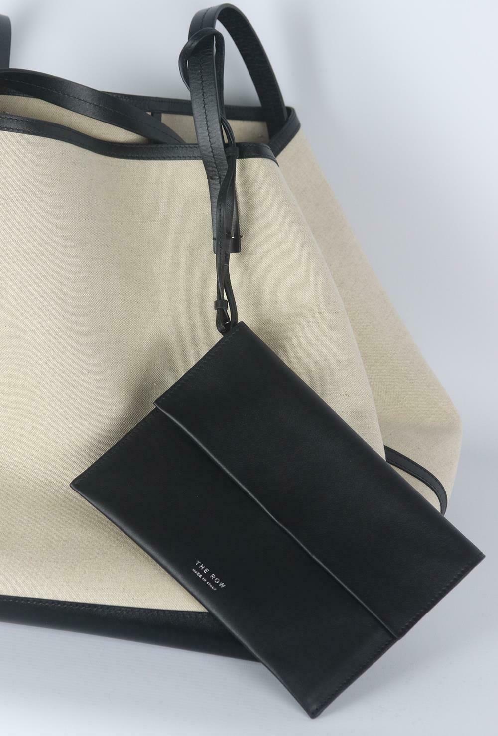 The Row Park XL Leather Trimmed Canvas Tote Bag In New Condition In London, GB