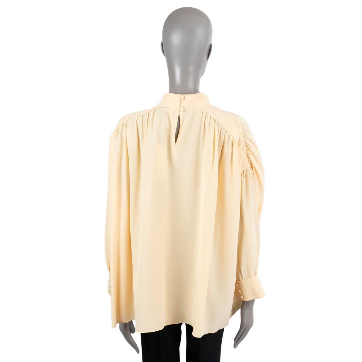 Women's THE ROW pastel yellow silk LOSALINE CREPE Blouse Shirt S For Sale