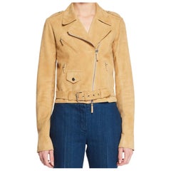 The Row Perlin Suede Moto Jacket in Beige size US 6 retail $4750