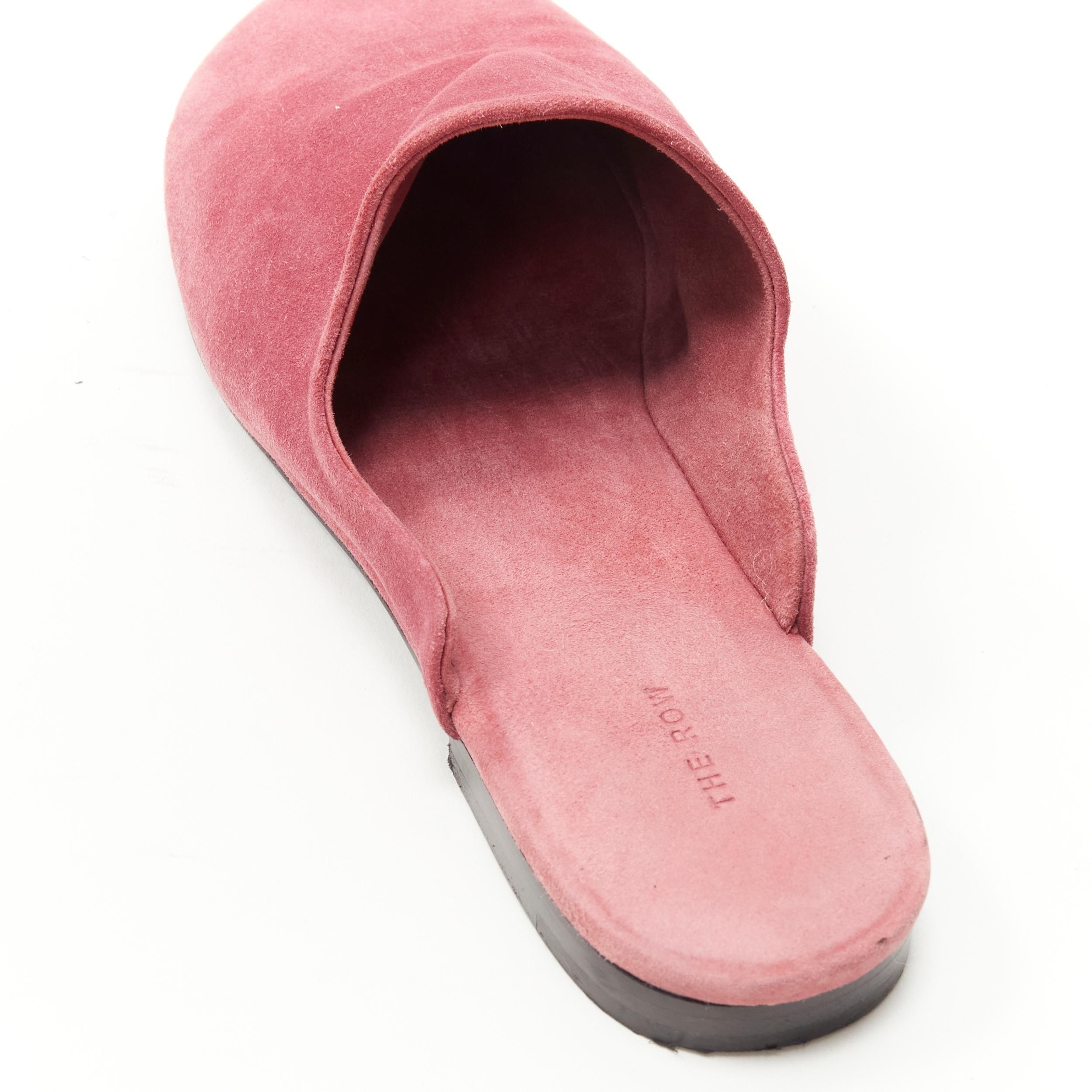 Pink THE ROW pink soft suede leather slip on mule slippers EU37
