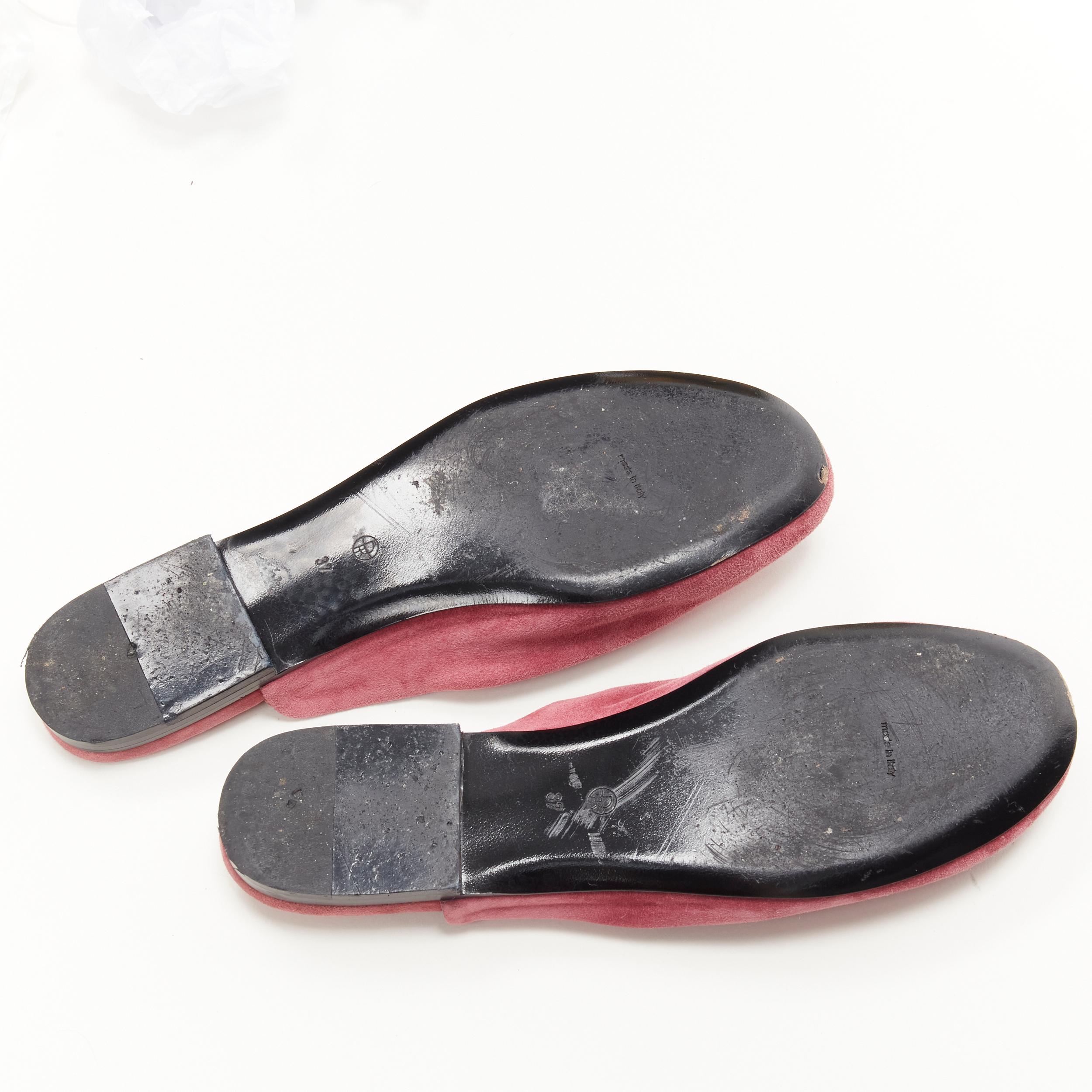 THE ROW pink soft suede leather slip on mule slippers EU37 1