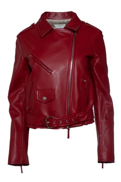 The Row, red leather biker jacket