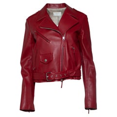 The Row, red leather biker jacket