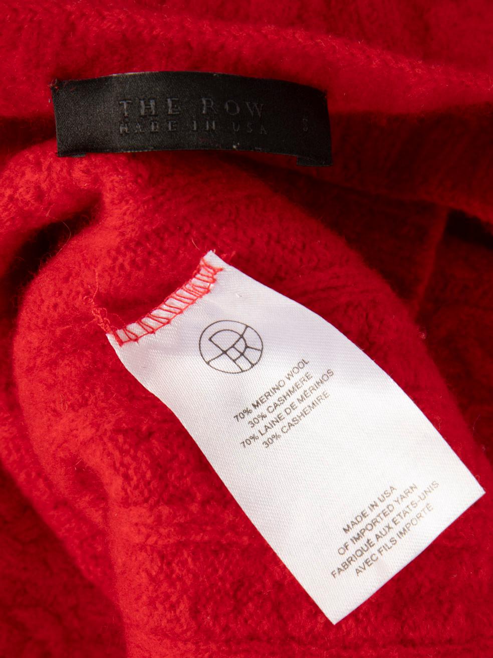 Women's The Row Red Merino Cable Knit Jumper Size S For Sale