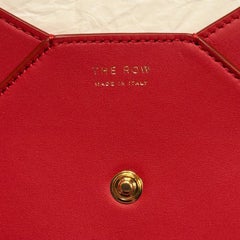 The Row Ruby Red Leather Mini Envelope Luxury Clutch w/ Gold Jewelry Chain Strap