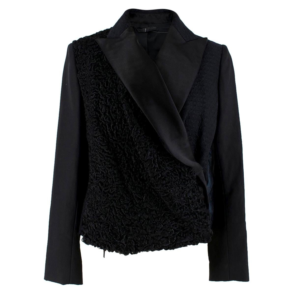 The Row Silk & Astrakhan Fur Wrap Style Jacket US 2